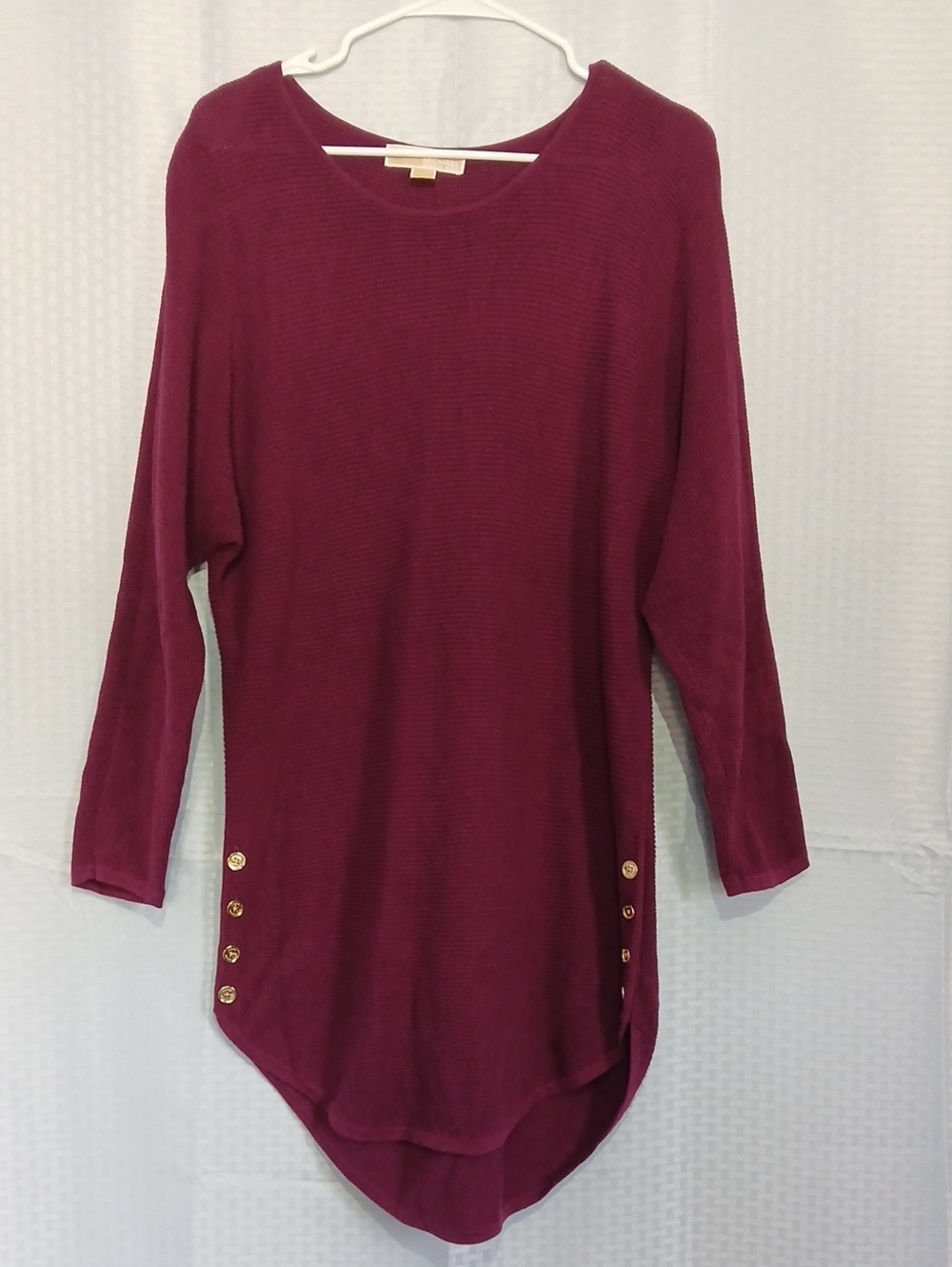 MICHAEL Michael Kors Burgundy Long Sleeve Tunic with Gold Buttons